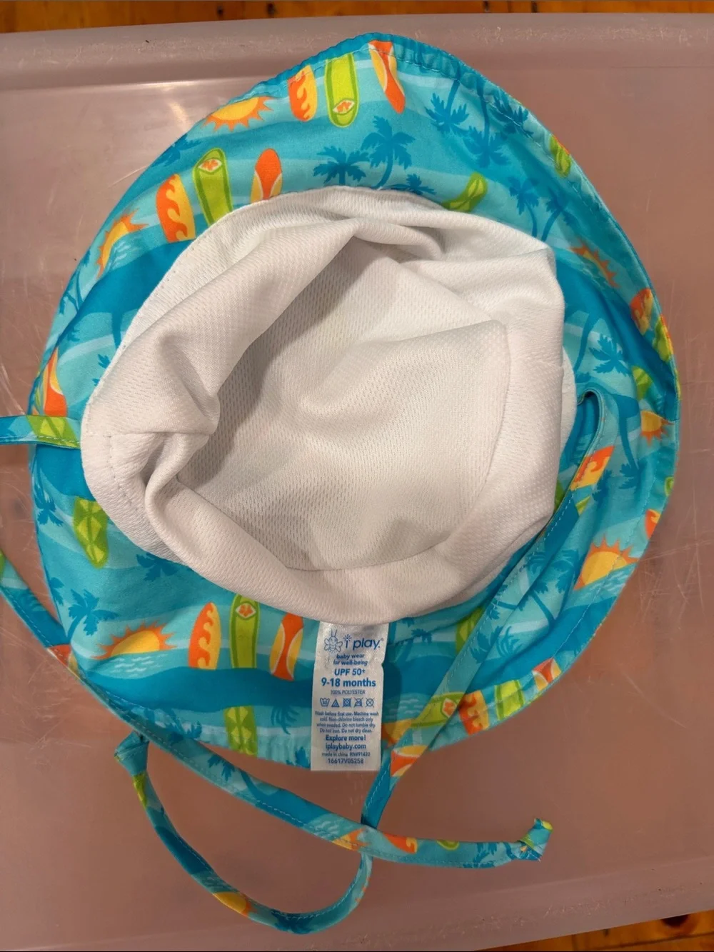 Bucket Hat i play Baby Turquoise Orange Surf Sun beach pool sun protection